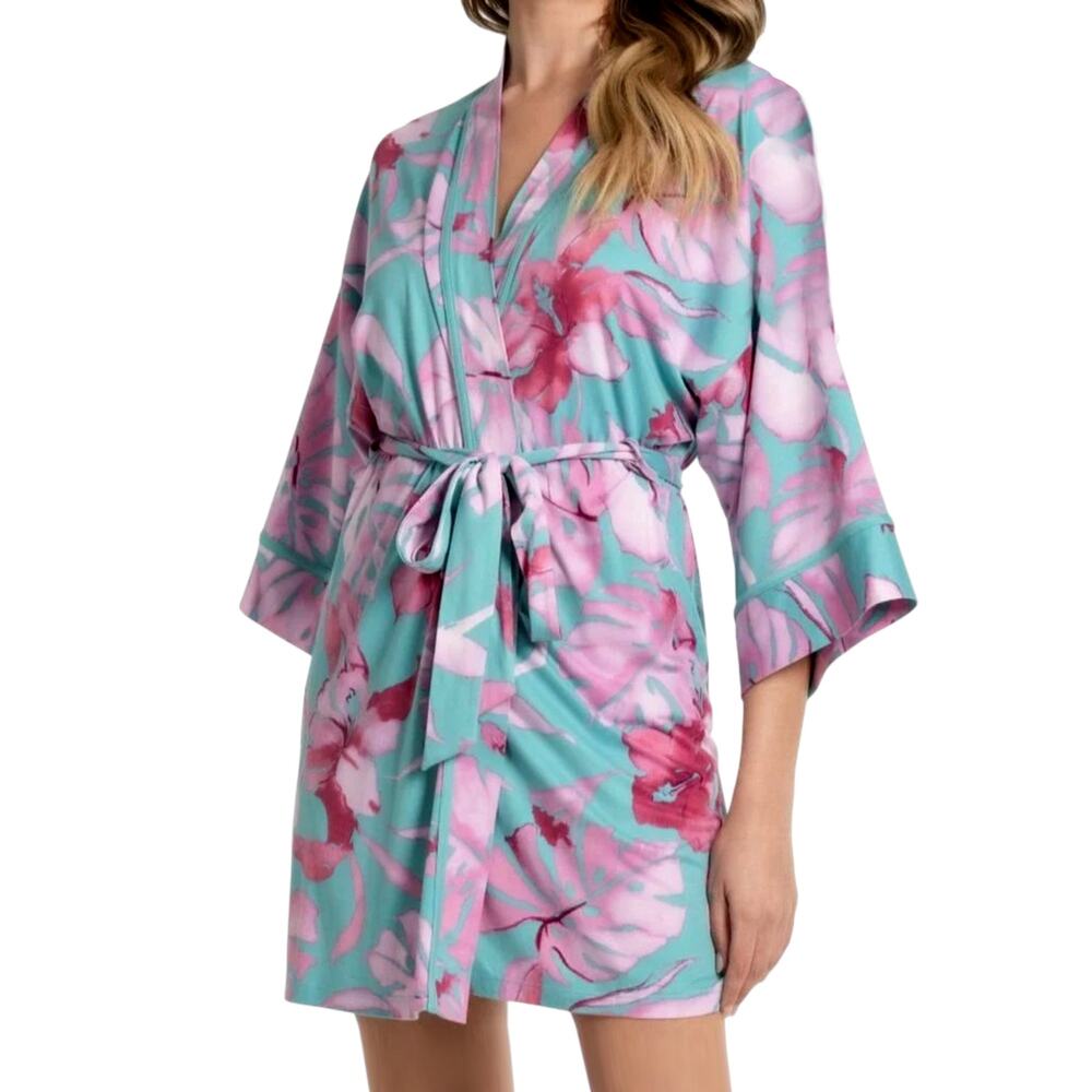 NWT In Bloom Women's Floral Print Lightweight Waist Tie Robe